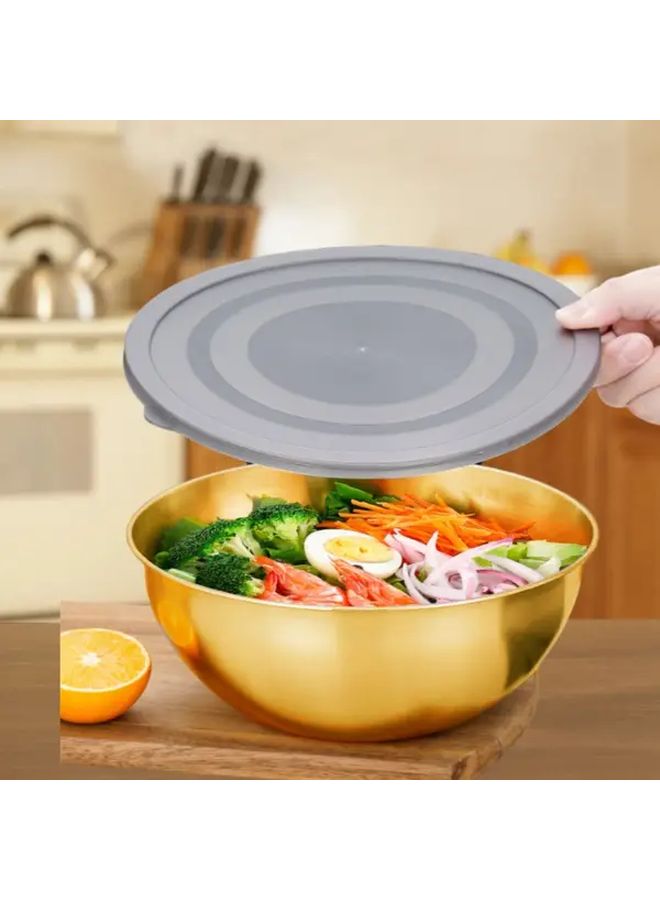 Golden Stainless Steel 8.27 Inch Mixing Bowl With Lid Dishwasher Safe - Image 1