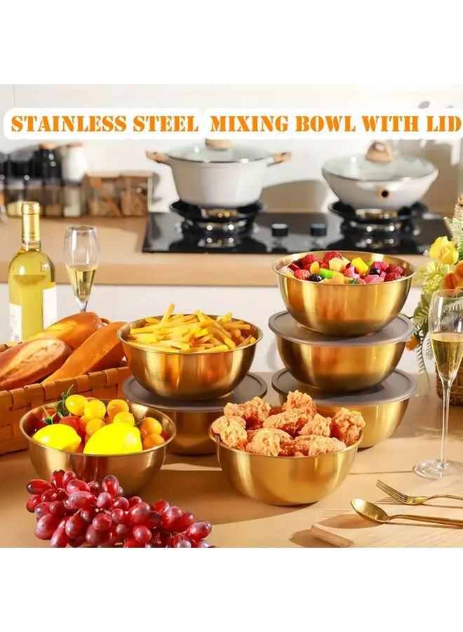 Golden Stainless Steel 8.27 Inch Mixing Bowl With Lid Dishwasher Safe - Image 4