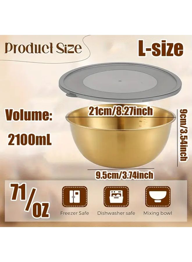 Golden Stainless Steel 8.27 Inch Mixing Bowl With Lid Dishwasher Safe - Image 3