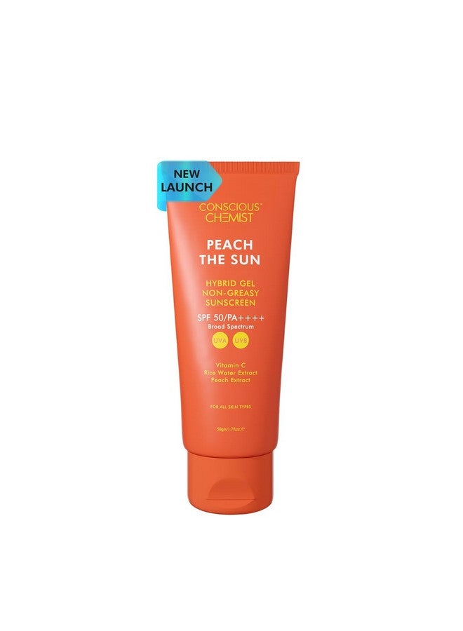 CONSCIOUS CHEMIST ® Peach The Sun Hybrid Gel Sunscreen Spf 50 Pa ++++ With Vitamin C Rice Water & Peach Extract Nongreasy No Whitecast All Skin Types Cruelty Free 50 G - Image 1