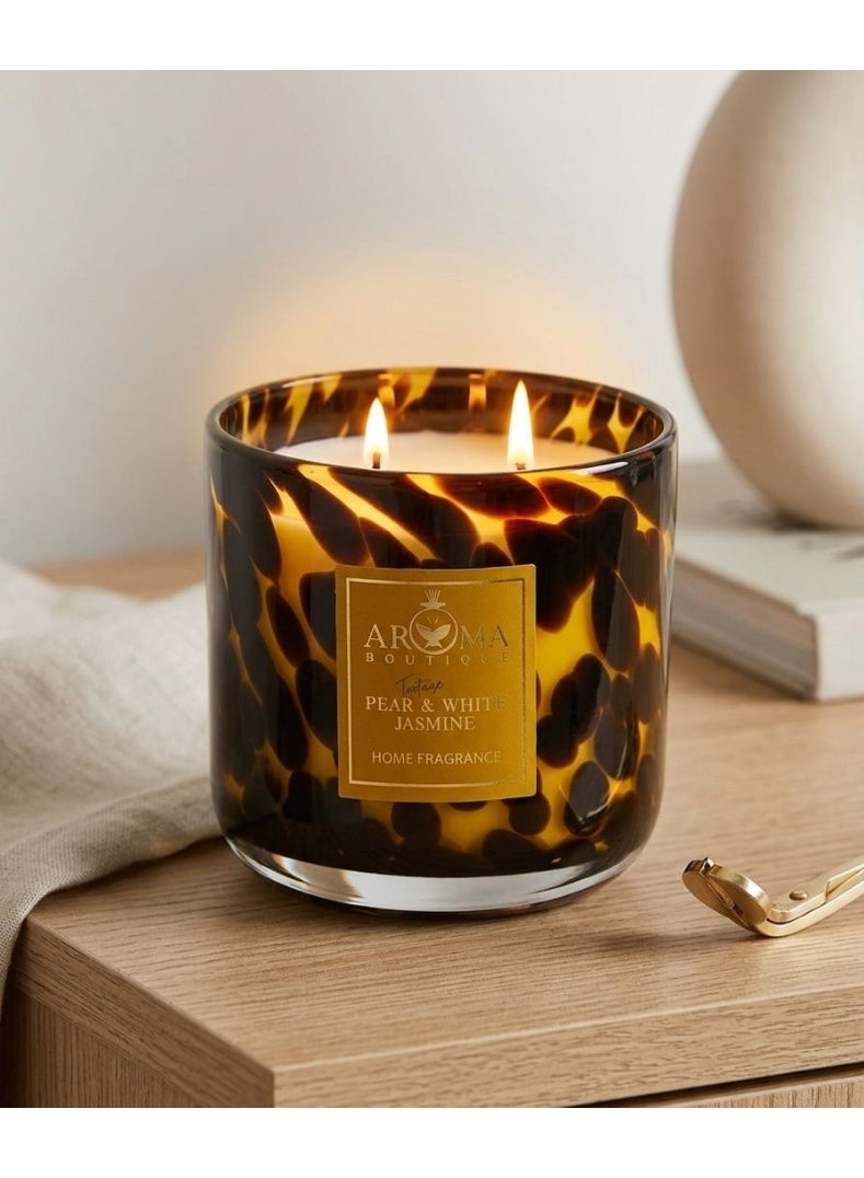 Aroma Luxury Candle With a Pear And Jasmine Scent, 2 Wicks - Image 1