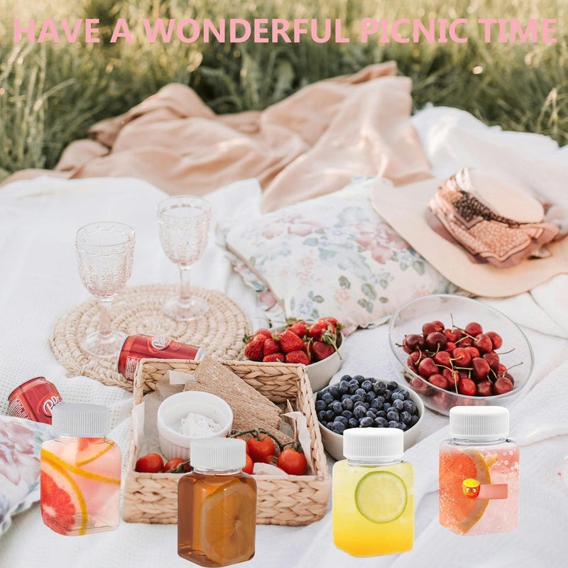 SYOSI Juice Bottles with Lids, Leak-Proof Reusable Plastic Drink Containers for Smoothies, Juice, Milk, Water, and Beverages, Portable Transparent Shot Bottles, 9 Pcs, 3.5oz/100ml - Image 5