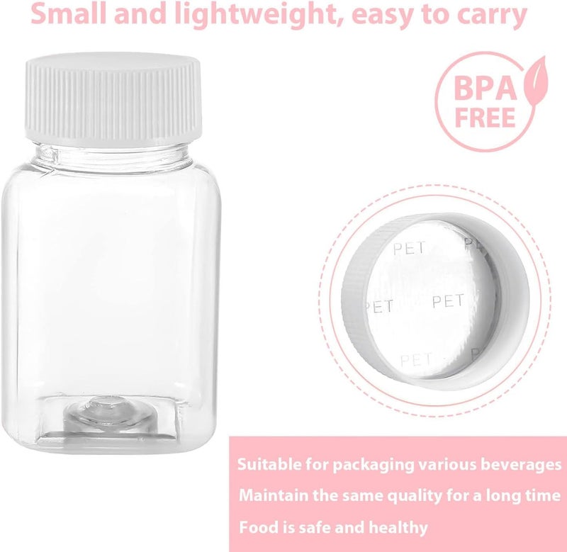 SYOSI Juice Bottles with Lids, Leak-Proof Reusable Plastic Drink Containers for Smoothies, Juice, Milk, Water, and Beverages, Portable Transparent Shot Bottles, 9 Pcs, 3.5oz/100ml - Image 3