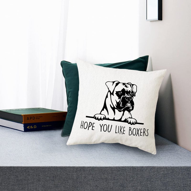 Sidhua Sidhua Hope You Like Boxers Dog Themed Pillowcase Decorations for Home  Funny German Boxer Dog Love Throw Pillow Cover 18 x18   Boxer Dog Lover Gifts  Boxer Mom Gifts  - Image 2