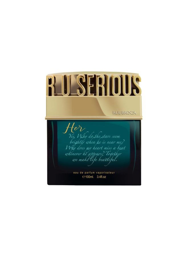 RUE BROCA - R U Serious Her Eau de Parfum Spray For Women, 3.4 Fl. Oz – Fruity Floral Fragrance with Warm Woody Notes - Image 1
