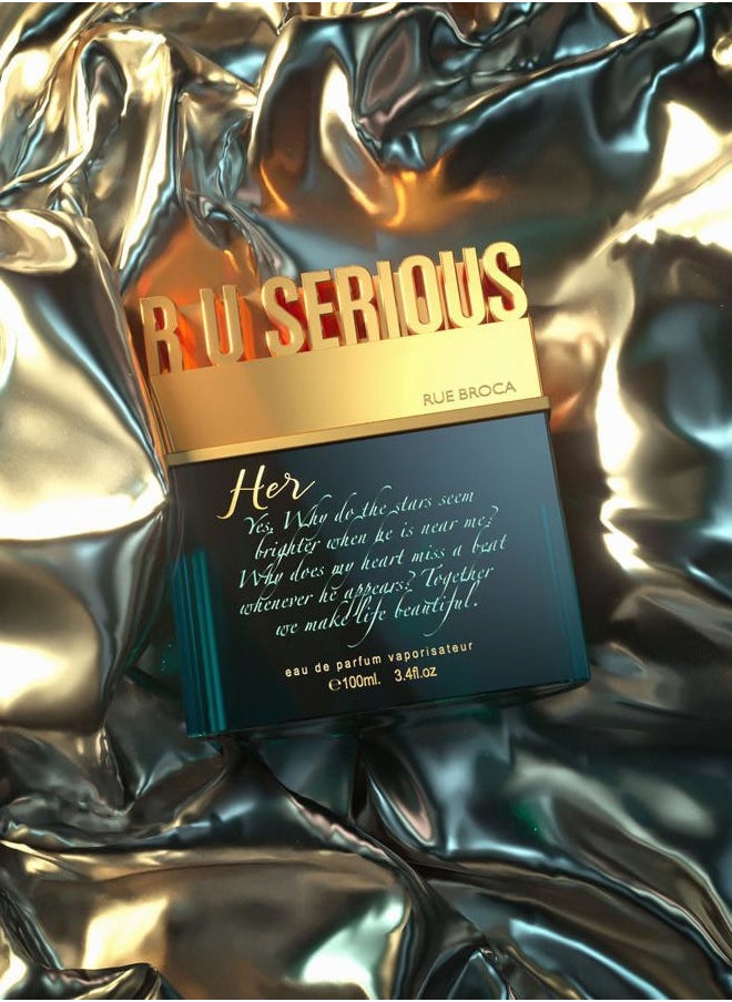 RUE BROCA - R U Serious Her Eau de Parfum Spray For Women, 3.4 Fl. Oz – Fruity Floral Fragrance with Warm Woody Notes - Image 1