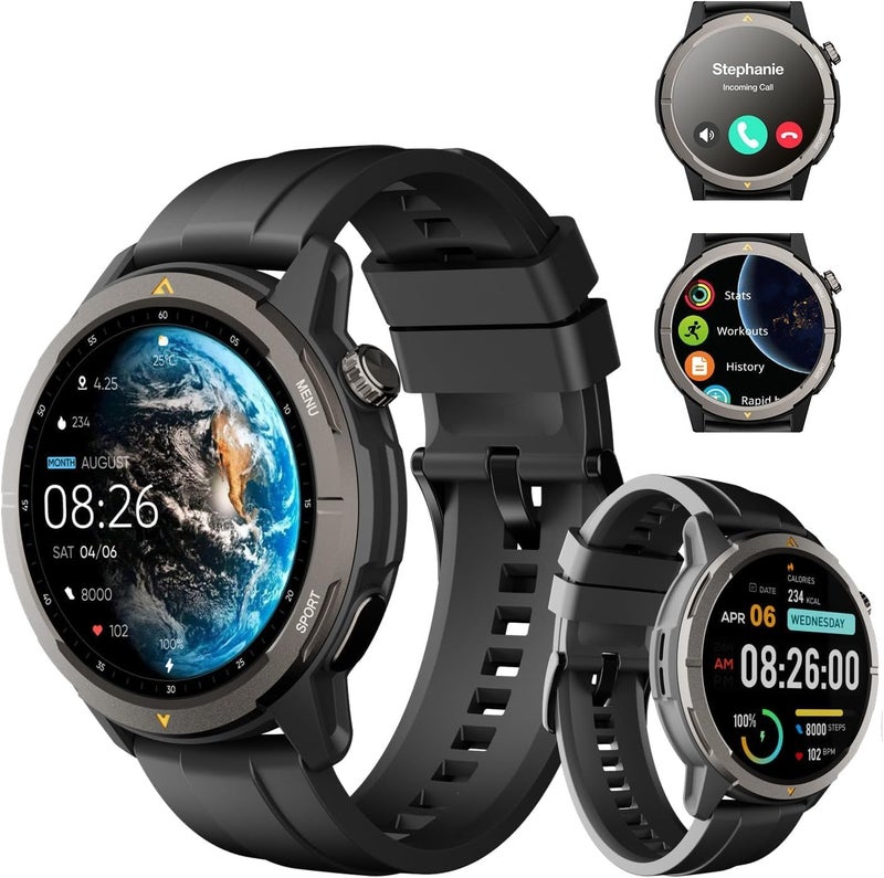 AGM Military Smartwatch for Men & Women, 46mm Rugged Design, 5ATM Waterproof, GPS, Compass, Altimeter, 1.43" AMOLED, Bluetooth Calls, 100+ Sports Modes, Heart Rate & Sleep Tracker - Image 1