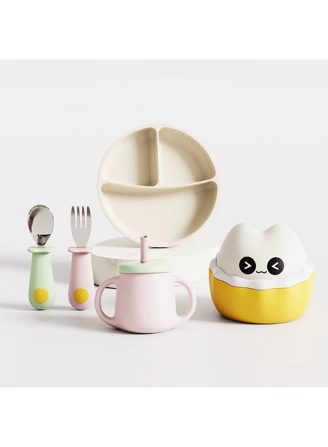 Silicone Baby Feeding Set, BPA-Free – Suction Plate + Cup + Spoon + Fork, Safe for 6 Months+, Perfect for Weaning & Self-Feeding - Image 1