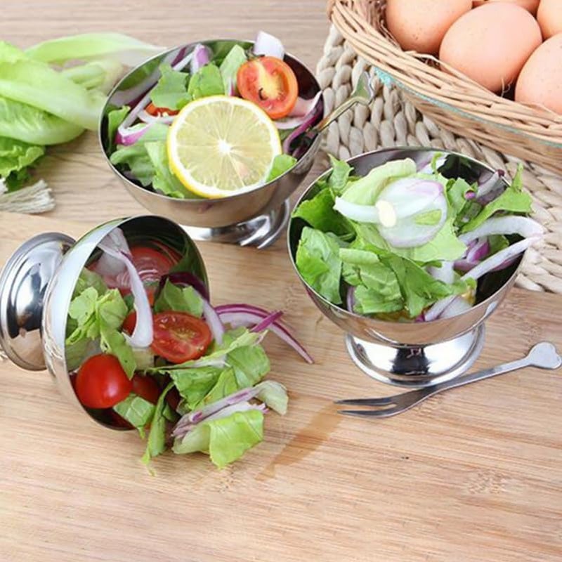 DOITOOL 2PCS Stainless Steel Ice Cream Bowls Set Dessert Cups with Footed for Dessert Sundae Ice Cream Fruit Salad Snack Cocktail Condiment 10 X 10 X 65 CM - Image 2