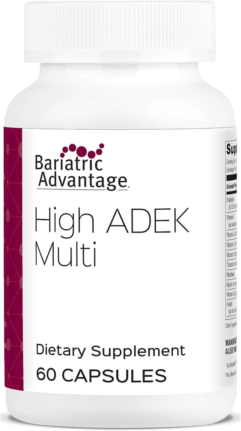 Bariatric Advantage مكملات بارياكتر أدفانتج عالية ADEK للمرضى الذين خضعوا لجراحة الباريتريك  متعددة الفيتامينات مع فيتامينات A D E K والمعادن النادرة 100 DV من ADEK  60 كبسولة - Image 1