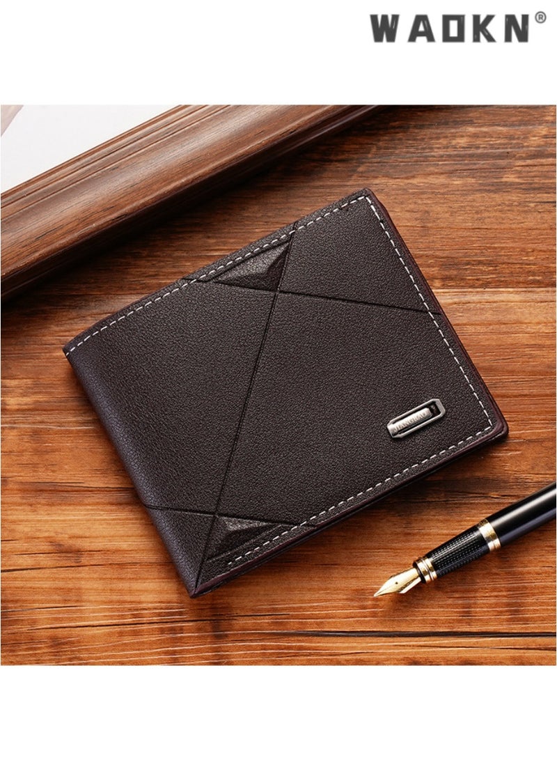 WAOKN New trendy men's multi-card slot fashionable casual wallet, specially designed for young men, bifold wallet design soft leather wallet, meeting daily need  - Image 1