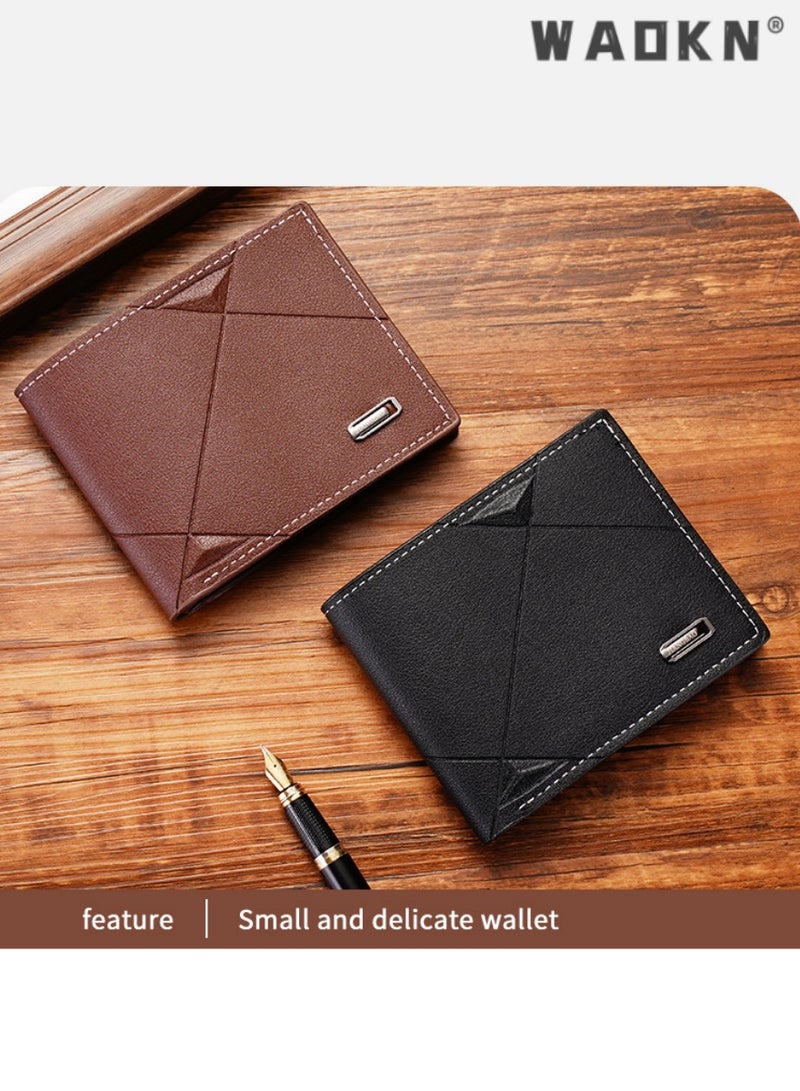 WAOKN New trendy men's multi-card slot fashionable casual wallet, specially designed for young men, bifold wallet design soft leather wallet, meeting daily need  - Image 5