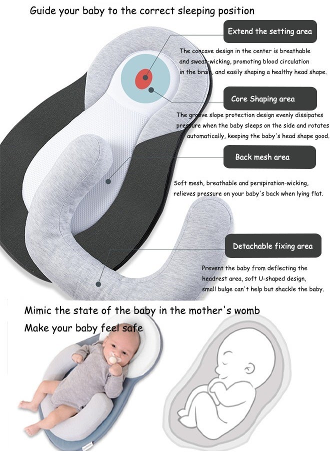 Generic - Newborn Lounger Pillow Head-shaping pillows  baby pillow  Support the head  Shaping pillows Comfortable Easy Cleaning  Anti-rollover  Soft and breathable  For 0-12 Months Baby - Image 1