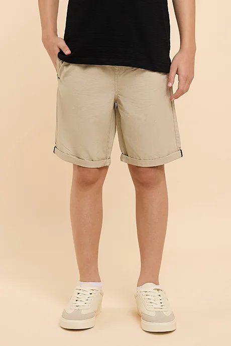 أر أند بي Solid Shorts with Drawstring Waist