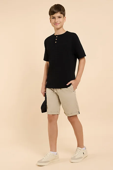 أر أند بي Solid Shorts with Drawstring Waist