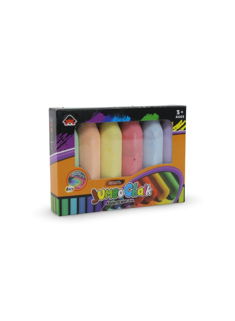 Jumbo Chalk Assorted Bright Colors – 6 Pcs - Image 1