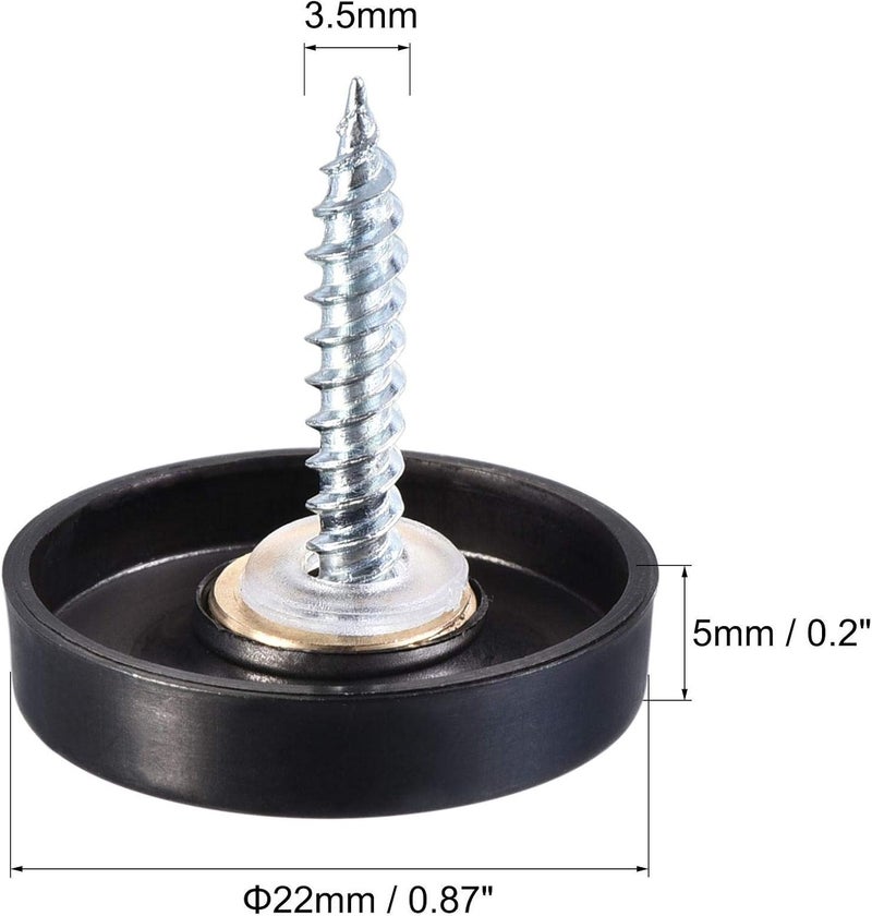 uxcell Mirror Screws, 22mm/0.87", 4pcs Decorative Cap Fasteners Cover Nails, Wire Drawing, Black 304 Stainless Steel - Image 3
