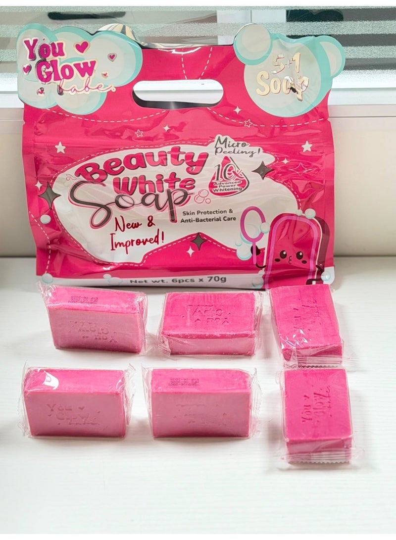 You Glow Babe Beauty White Soap 6 x 70g Micro Peeling Whitening Soap With Snail Extract Sea Buckthorn Natural Glow Body Cleanser - Image 1