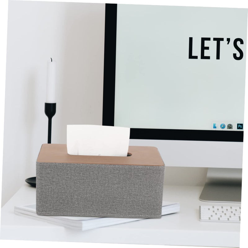غطاء علبة مناديل بأناقة حبيبات الخشب لغرفة المعيشة والمكتب بسطح ناعم ووصول سهل - Image 4
