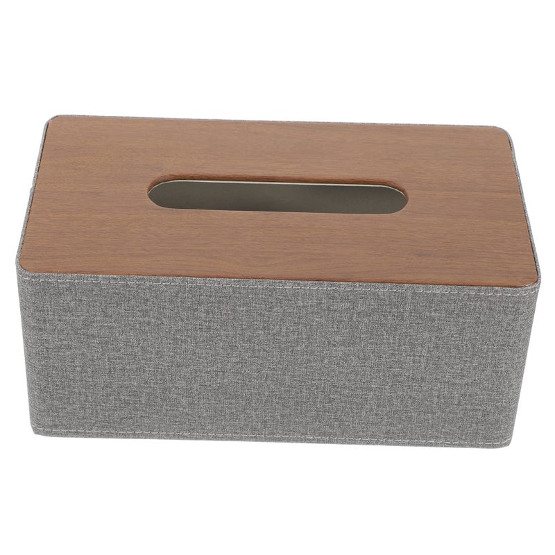 غطاء علبة مناديل بأناقة حبيبات الخشب لغرفة المعيشة والمكتب بسطح ناعم ووصول سهل - Image 2