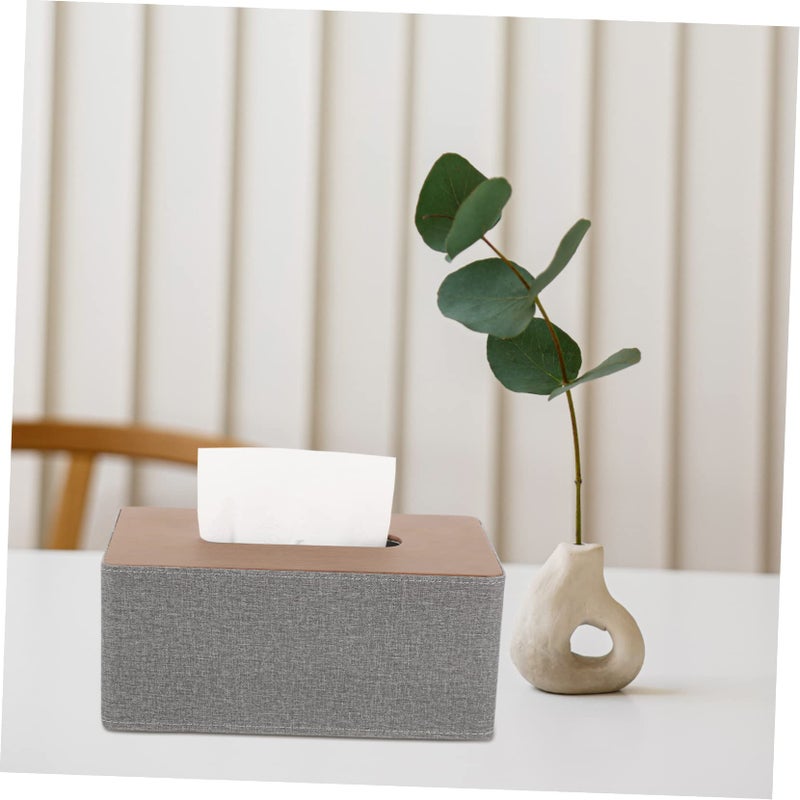 غطاء علبة مناديل بأناقة حبيبات الخشب لغرفة المعيشة والمكتب بسطح ناعم ووصول سهل - Image 3