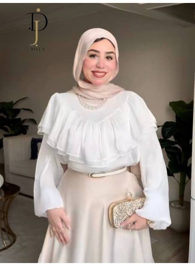 بلوزة سواريه كورنيشة أورجنزا مستورد – تصميم أنيق وفخم للمناسبات والسهرات | وان سايز حتى 85 كجم - Image 2