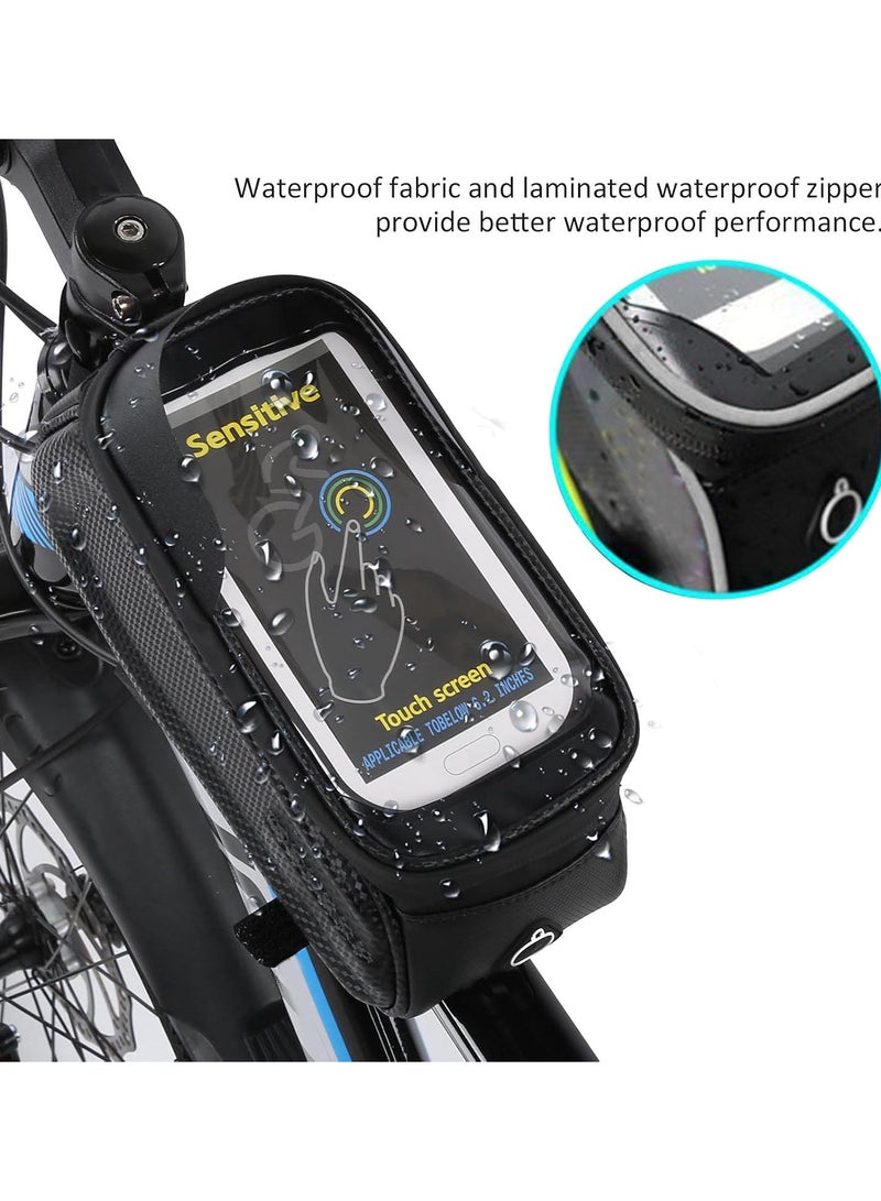 GGOOT Bike Frame Bag, Waterproof Bicycle Cell Phone Holder Bag Bicycle Top Tube Bag TPU Sensitive Touch Screen Front Frame Bag Cycling Accessory - Image 5