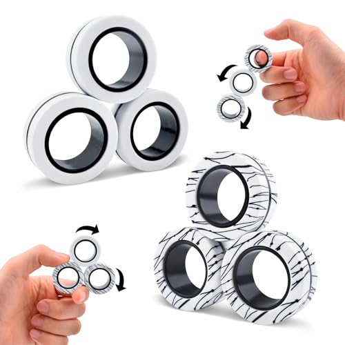 Cevioce 6 PCS Magnetic Ring Fidget Toys SetADHD Anxiety Magnetic Finger Spinner Pack for Teens Adults and KidsCoolest Magnet Stress Relief Toy for 8 Year Old Boys Girls Present - Image 1