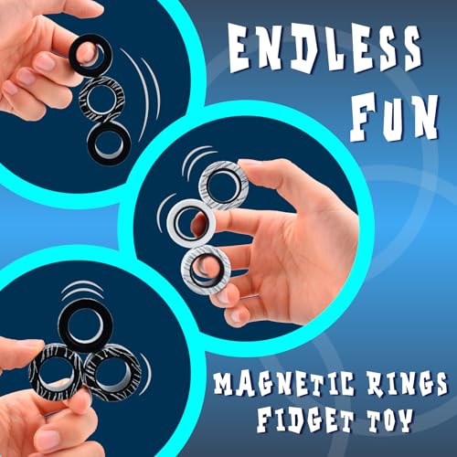 Cevioce 6 PCS Magnetic Ring Fidget Toys SetADHD Anxiety Magnetic Finger Spinner Pack for Teens Adults and KidsCoolest Magnet Stress Relief Toy for 8 Year Old Boys Girls Present - Image 5