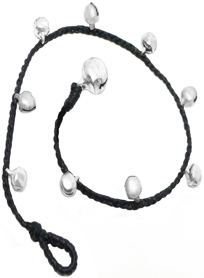 Bijoux de Ja Handmade Silver-Tone Tiny Bells Black Cord Station Anklet Bracelet 10 Inches (AkSP12) - Image 2