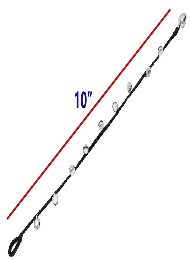 Bijoux de Ja Handmade Silver-Tone Tiny Bells Black Cord Station Anklet Bracelet 10 Inches (AkSP12) - Image 4