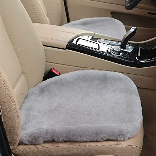 OGLAND 20 inchs Fluffy Shearling Sheepskin Car Seat Cover for Auto Interior Accessories with Soft Fuzzy Wool Eco-Friendly Natural Fur Non-Slip (Misty Gray, Front) - Image 5