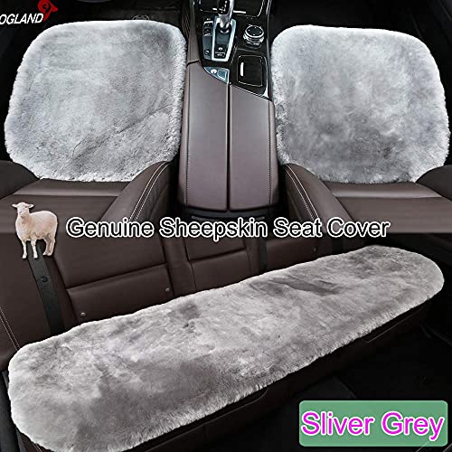 OGLAND 20 inchs Fluffy Shearling Sheepskin Car Seat Cover for Auto Interior Accessories with Soft Fuzzy Wool Eco-Friendly Natural Fur Non-Slip (Misty Gray, Front) - Image 3
