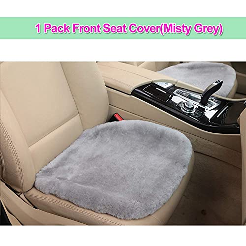 OGLAND 20 inchs Fluffy Shearling Sheepskin Car Seat Cover for Auto Interior Accessories with Soft Fuzzy Wool Eco-Friendly Natural Fur Non-Slip (Misty Gray, Front) - Image 2