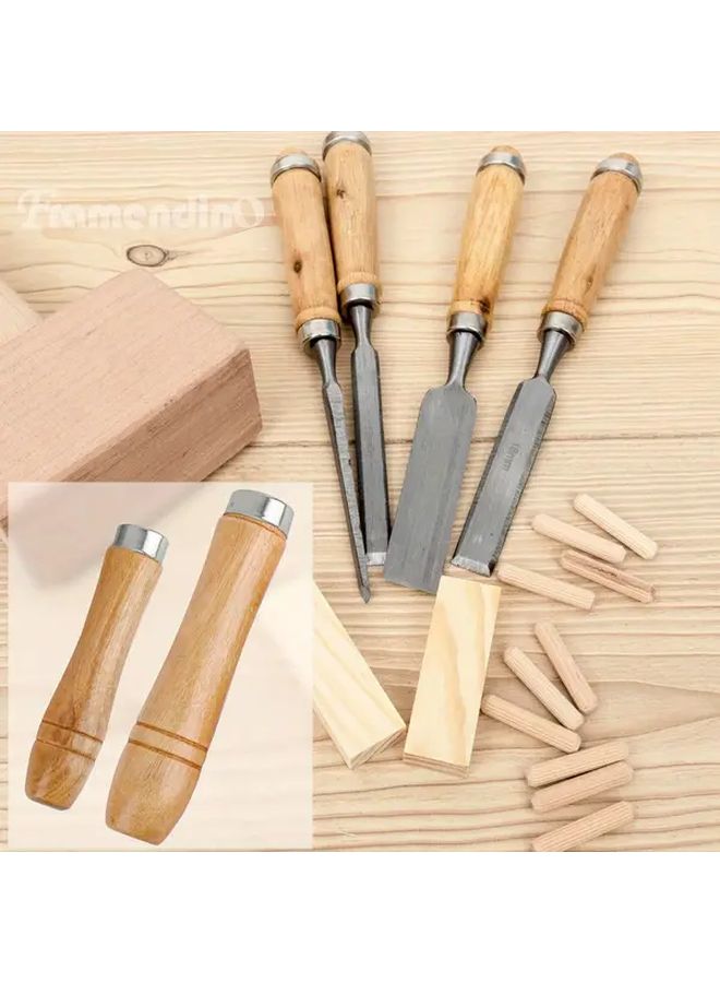 6 Pcs Wooden File Handle With Strong Metal Collars Natural Wood Grain Design Ergonomic Grip For Precision Metalwork Durable Repair Tool For Screws Drills And Woodworking Projects Handcrafted Look Metallic Finish - Image 5