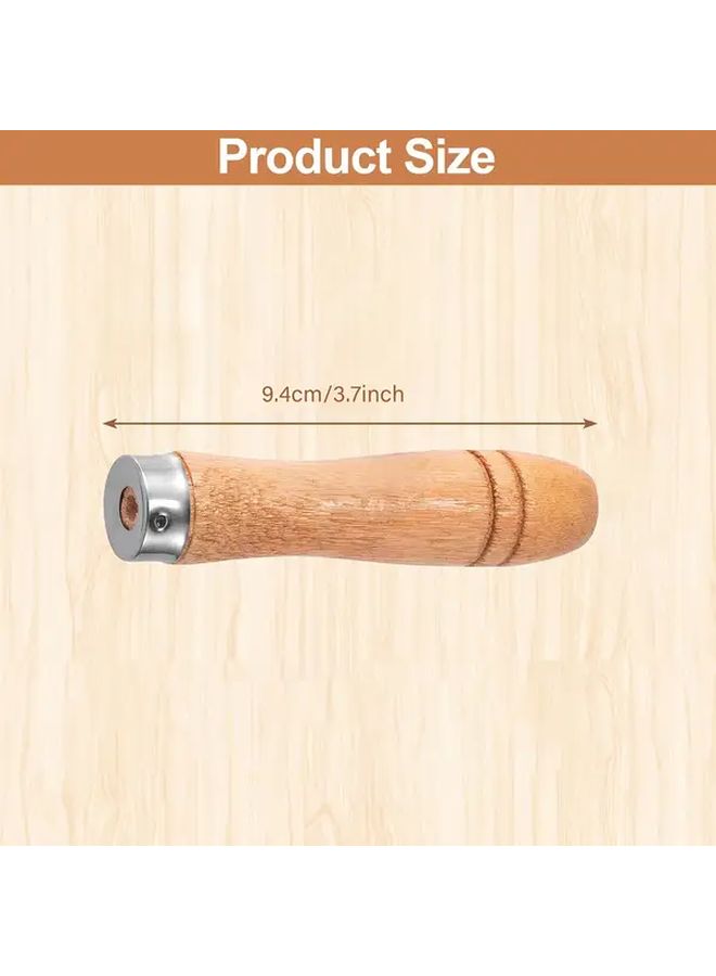 6 Pcs Wooden File Handle With Strong Metal Collars Natural Wood Grain Design Ergonomic Grip For Precision Metalwork Durable Repair Tool For Screws Drills And Woodworking Projects Handcrafted Look Metallic Finish - Image 3