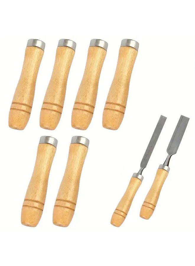 6 Pcs Wooden File Handle With Strong Metal Collars Natural Wood Grain Design Ergonomic Grip For Precision Metalwork Durable Repair Tool For Screws Drills And Woodworking Projects Handcrafted Look Metallic Finish - Image 1