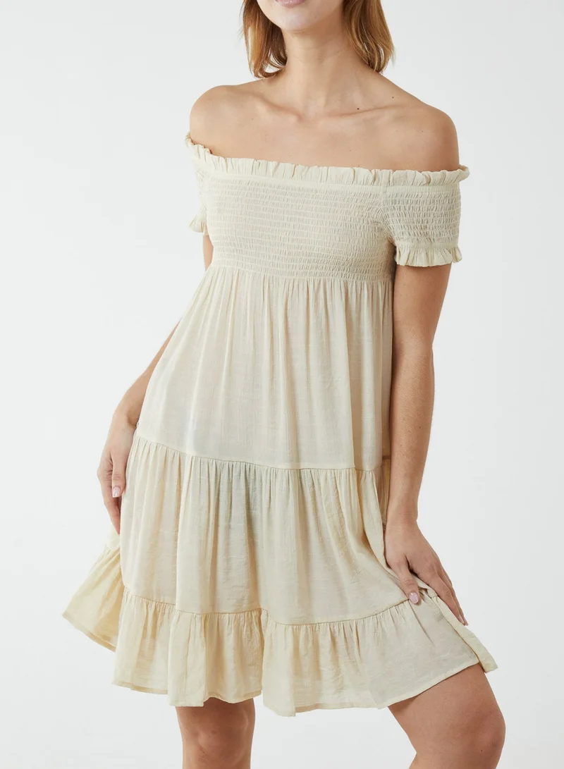 Blue Vanilla Shirred Neck Line Floaty Dress