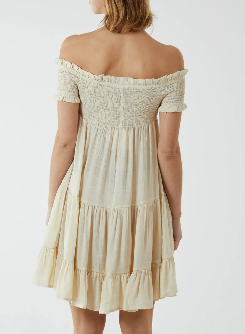 Blue Vanilla Shirred Neck Line Floaty Dress