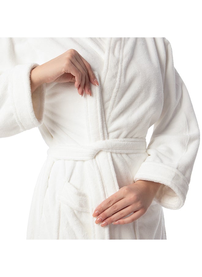 Tela - Bathrobe Made of Coral Fleece Material Available in Different Sizes - White - Image 1