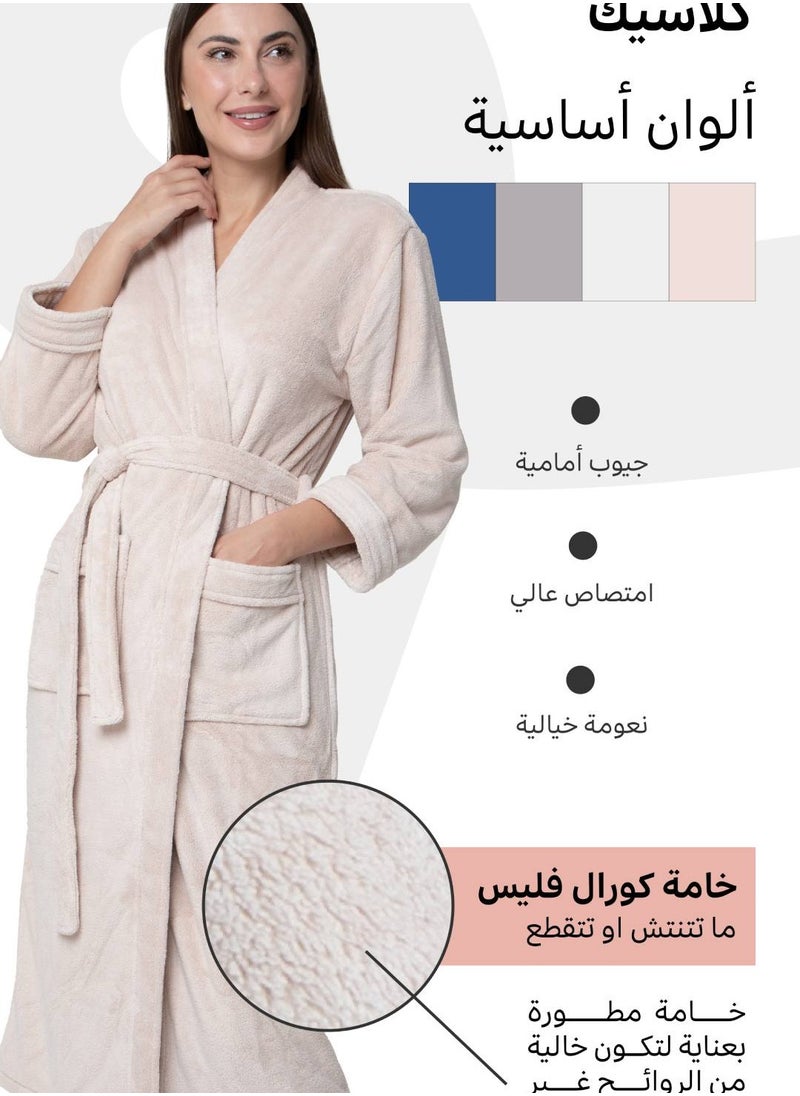 Tela - Bathrobe Made of Coral Fleece Material Available in Different Sizes - White - Image 1