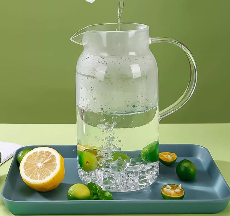 Cooko Glass Pitcher，85oz/2500ml Jug with Lid,Glass Carafe for Hot/Cold Water, Iced Tea Pitcher, Pitcher for Coffee - Image 3