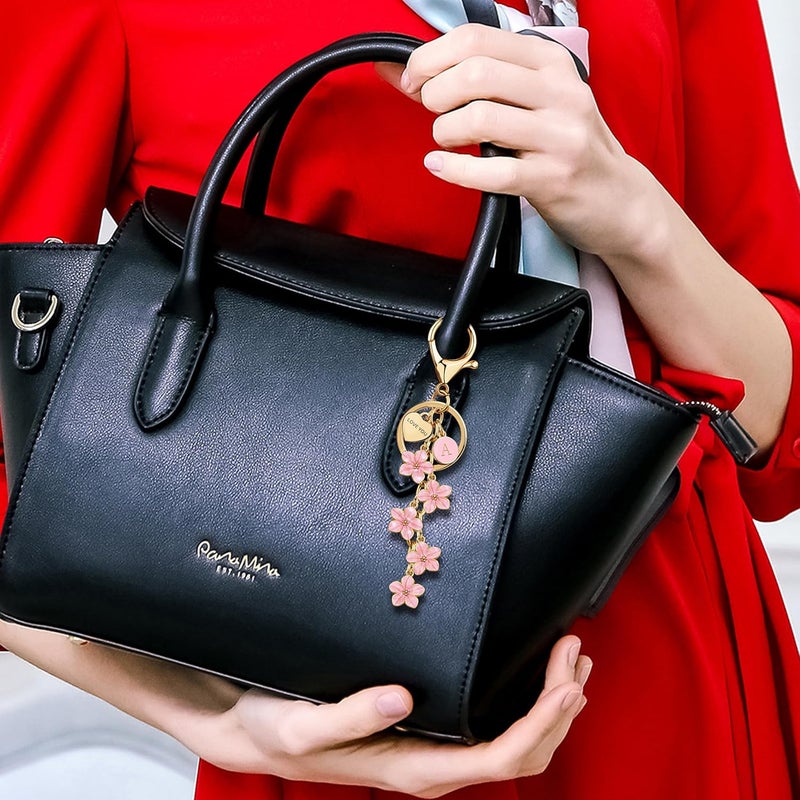 Suweibuke Cute Initial Letter Keychain with Love You Heart, Enamel Flower Charm for Key Handbag Backpack - Women Girls Gifts - Image 4