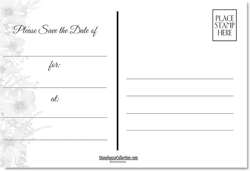 Stonehouse Collection Rustic Pink Floral and Barnwood Save The Date Postcards - 40 4" x 6" Postcards - Wedding, Baby Shower, Birthdays, Celebration Announcements (Rustic Floral) - Image 4