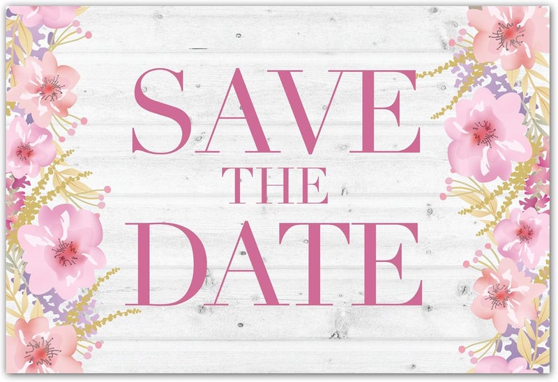 Stonehouse Collection Rustic Pink Floral and Barnwood Save The Date Postcards - 40 4" x 6" Postcards - Wedding, Baby Shower, Birthdays, Celebration Announcements (Rustic Floral) - Image 3