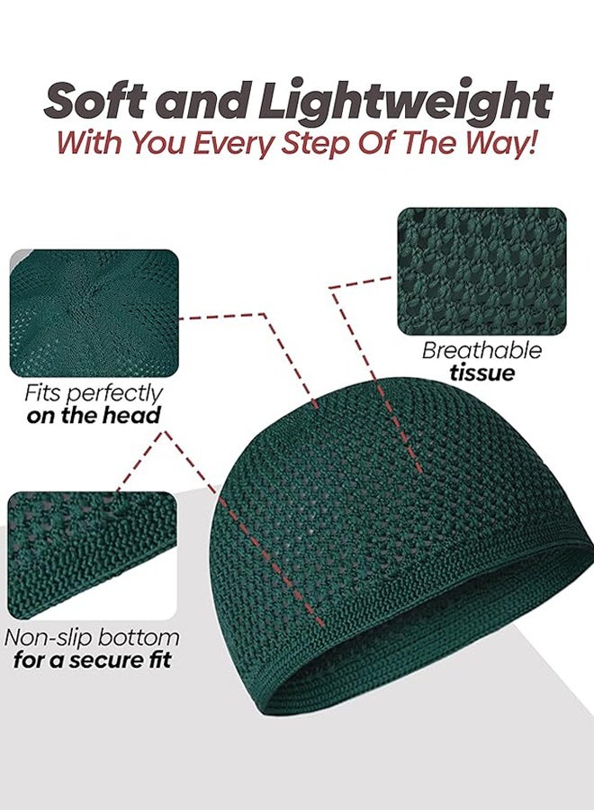 Sweet Life 3PCS Men Kufi Hats, Muslim Crochet Cap, Breathable Skull Beanie, Islam Beanie Hats, Muslim Kufi Cap, Stretchy Helmet Liner, Prayer Cap, Muslim Men Beanie, for Muslim, Islam, Men, Women (3 Colours) - Image 4