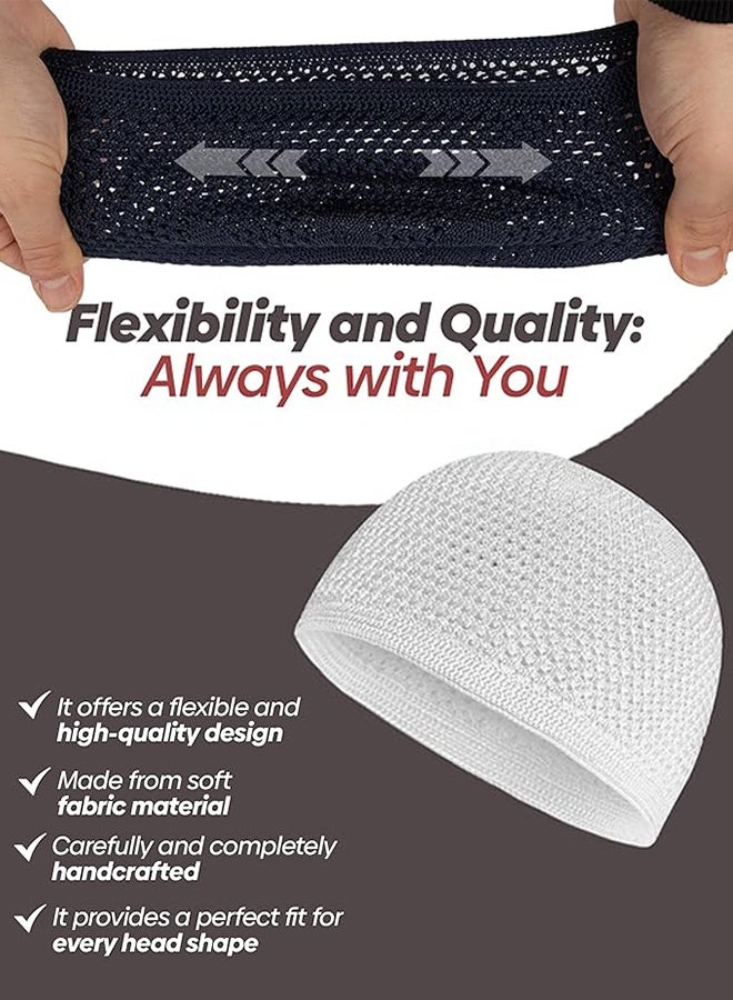 Sweet Life 3PCS Men Kufi Hats, Muslim Crochet Cap, Breathable Skull Beanie, Islam Beanie Hats, Muslim Kufi Cap, Stretchy Helmet Liner, Prayer Cap, Muslim Men Beanie, for Muslim, Islam, Men, Women (3 Colours) - Image 3