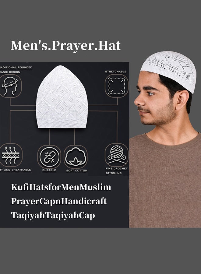 Sweet Life 3PCS Men Kufi Hats, Muslim Crochet Cap, Breathable Skull Beanie, Islam Beanie Hats, Muslim Kufi Cap, Stretchy Helmet Liner, Prayer Cap, Muslim Men Beanie, for Muslim, Islam, Men, Women (3 Colours) - Image 2