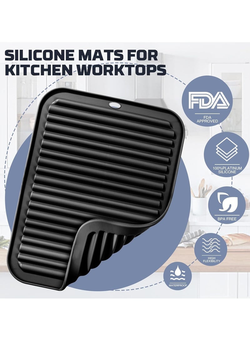 SOLARAE 2 Pack Silicone Trivets for Hot Pans and Pots, Heat Resistant Mat with Hooks Silicone Mat for Worktops Multipurpose Silicone Table Mats Trivets for Kitchen Worktops Air Fryer Baking - Image 2