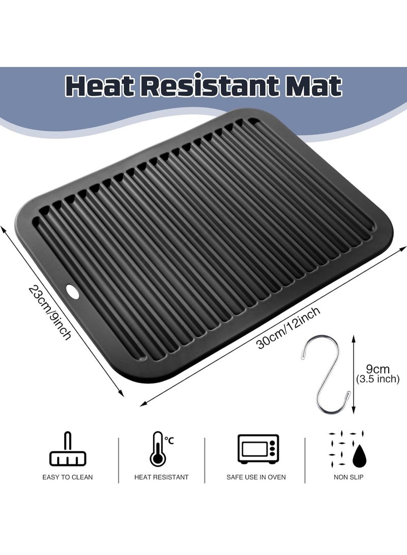 SOLARAE 2 Pack Silicone Trivets for Hot Pans and Pots, Heat Resistant Mat with Hooks Silicone Mat for Worktops Multipurpose Silicone Table Mats Trivets for Kitchen Worktops Air Fryer Baking - Image 4